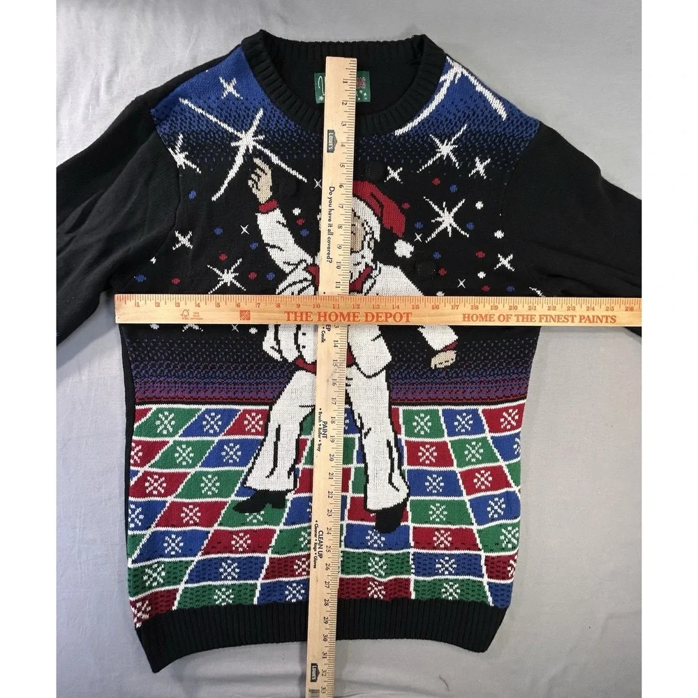 Ugly Christmas Sweater Disco Dancing Santa Men's Large Flashing Disco Lights
